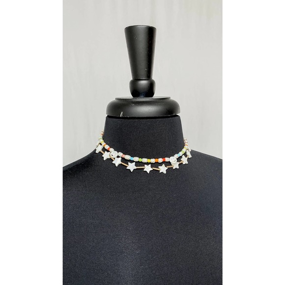 Smiley Pearl & Stone Short Retro Necklace - Picture 1 of 5